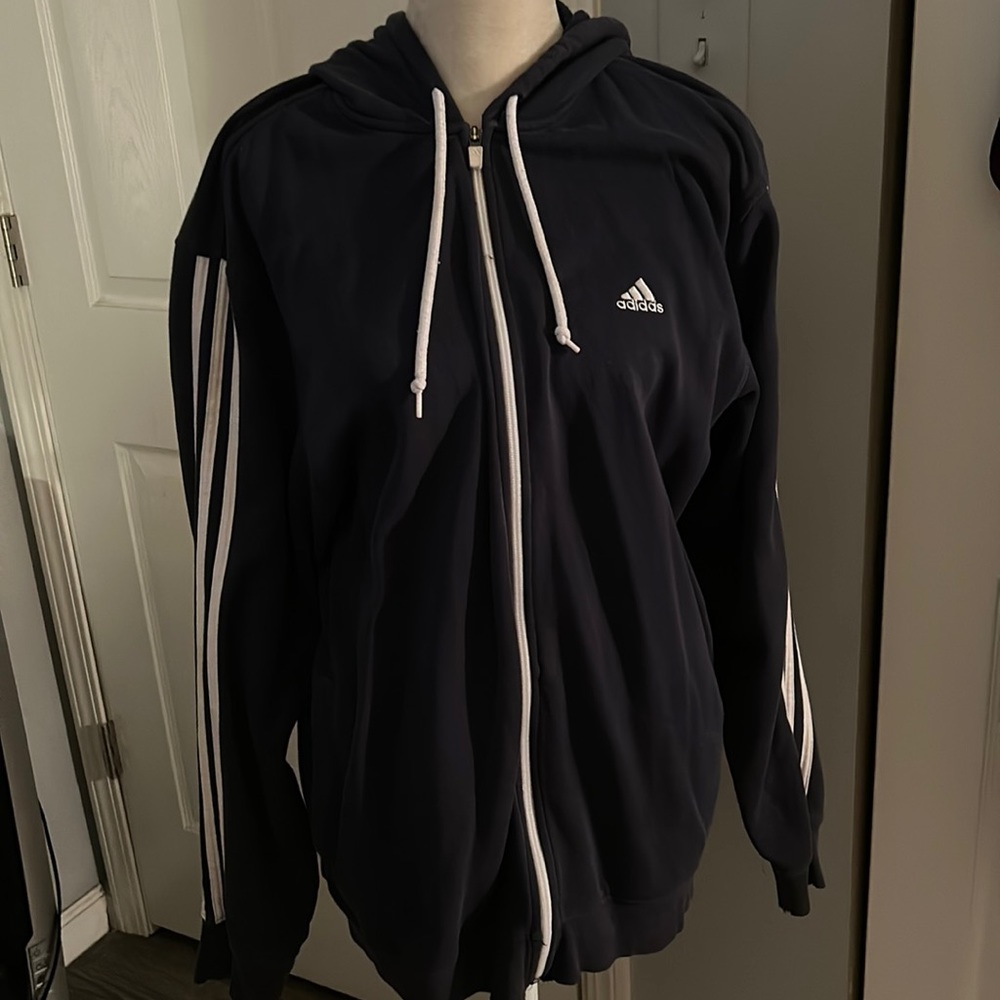 Dark Blue Adidas Zip-Up Sweater